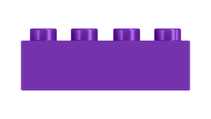 Grape Bricks Block Isolated on a White Background. Close Up View of a Plastic Children Game Brick for Constructors, Front View. High Quality 3D Rendering with a Work Path. 8K Ultra HD, 7680x4320