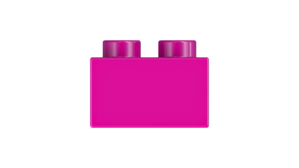 Rhodamine Red Bricks Block Isolated on a White Background. Close Up View of a Plastic Children Game Brick for Constructors, Side View. High Quality 3D Rendering with a Work Path. 8K Ultra HD, 7680x4320