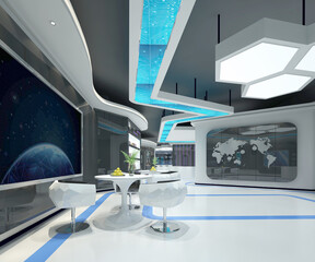 modern office interior, 3d rendering