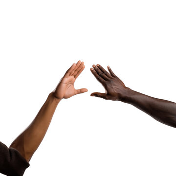 Two male hands reaching out to each other. Concept of human relation, community, togetherness, symbolism, culture and history