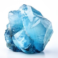 Obraz premium Une pierre bleue cristalline apaisante et lissée isolée sur fond blanc. IA générative, IA