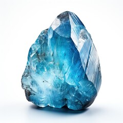 Fototapeta premium Une pierre bleue cristalline apaisante et lissée isolée sur fond blanc. IA générative, IA