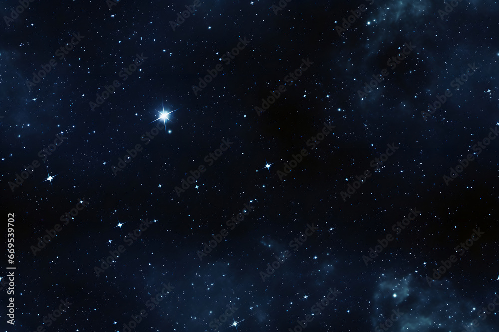 Wall mural seamless texture and full-frame background of starry night sky and outer space. neural network gener