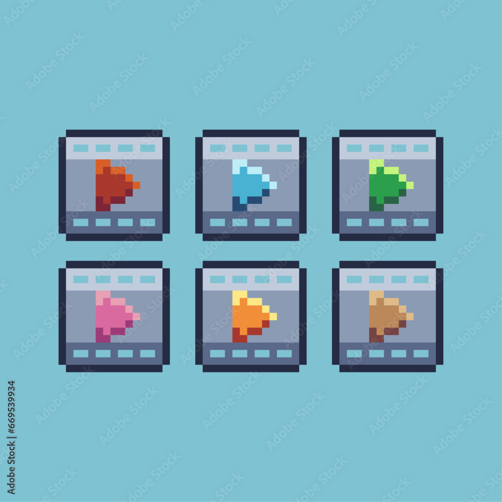 Fototapete pixel art sets of with variation color item asset. simple bits of pixelated style. 8bits perfect for