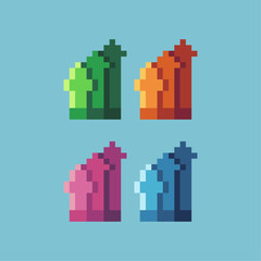Pixel art sets of up graph with variation color item asset. Simple bits of up business graph  pixelated style. 8bits perfect for game asset or design asset element for your game design asset.
