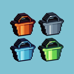 Isometric Pixel art 3d of cart for items asset. Shopping cart on pixelated style.8bits perfect for game asset or design asset element for your game design asset.