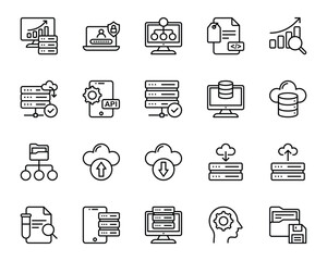 Outline icons set for Big data science. © IconStocks