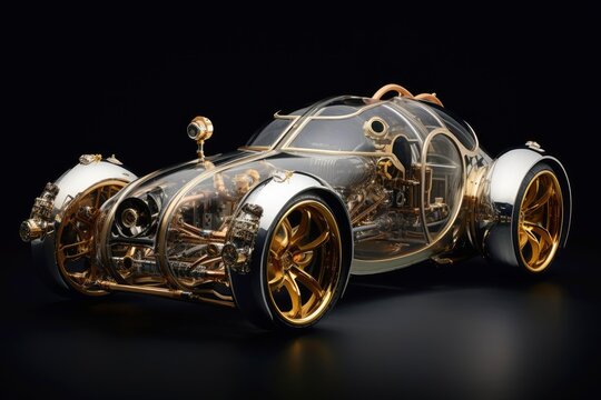A beautiful steampunk sports car.