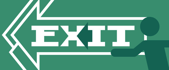 Emergency exit left arrow sign. Exit banner.