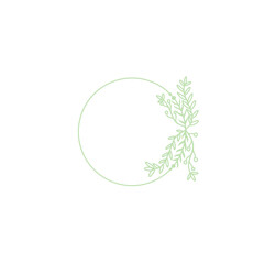 Hand Drawn floral circle frame 