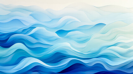 Abstract blue background of flowing curves and soft gradients captures the essence of a tranquil seascape. Waves of azure and blue blend harmoniously