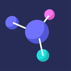 Flat vector illustration of molecule and chemical formula,flat style,minimalism