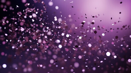 Abstract background of flying purple particles. Neural network generated image. Not based on any actual pattern or scene.