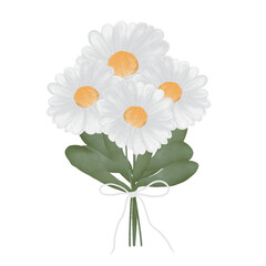 Watercolor flowers-white chrysanthemums bouquet
