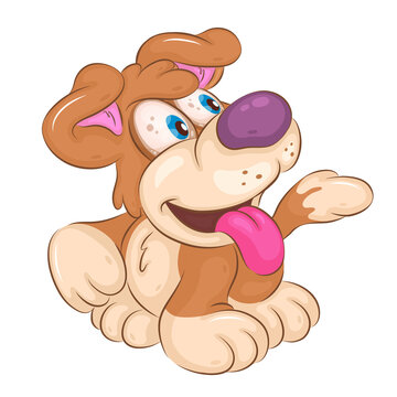 Cartoon Curious Dog. Clipart. A cute illustration of a cartoon dog looking to the side with curiosity with its tongue hanging out.