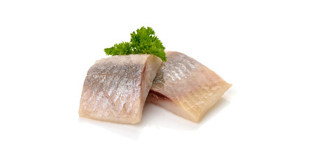 Salted herring, isolated on white background.