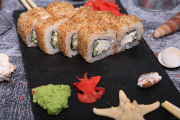 sushi and chopsticks