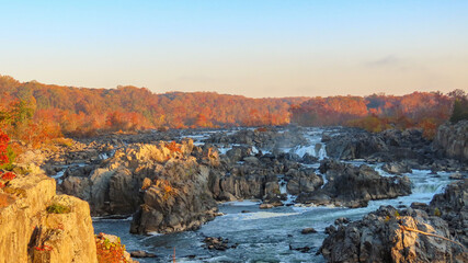 Autumn waterfalls landscape