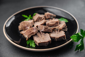 pork tongue cooked meat fresh delicious healthy eating cooking appetizer meal food snack on the table copy space food background rustic top view keto or paleo diet