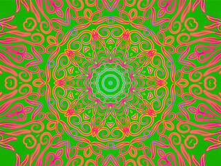 Luxurious colourful gradient mix pattern of modern Chinese oriental Java traditional classic borneo flowers circle flowers art