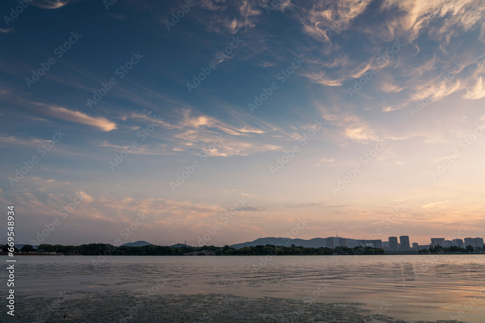 Poster City Scenery Belt of Jinji Lake, Wuxi, Jiangsu, China