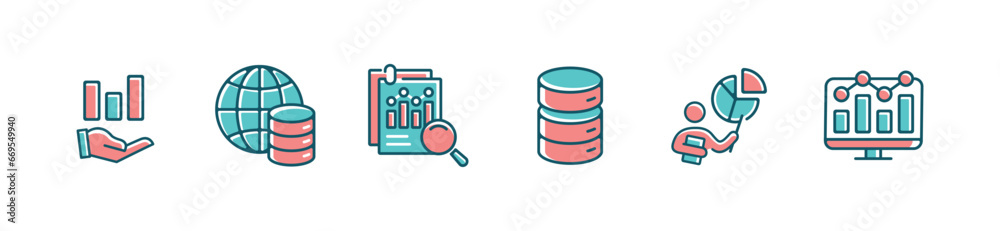 Aufkleber business marketing management report data analysis chart icon set diagram graph statistic financial vector signs illustration