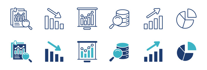 data statistic graph chart icon set diagram business growth analysis vector illustration finance management symbol design