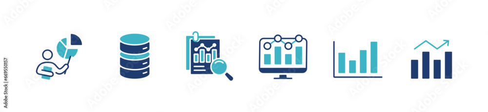 Poster data statistic analysis chart icon set business diagram presentation graph vector symbol illustration 