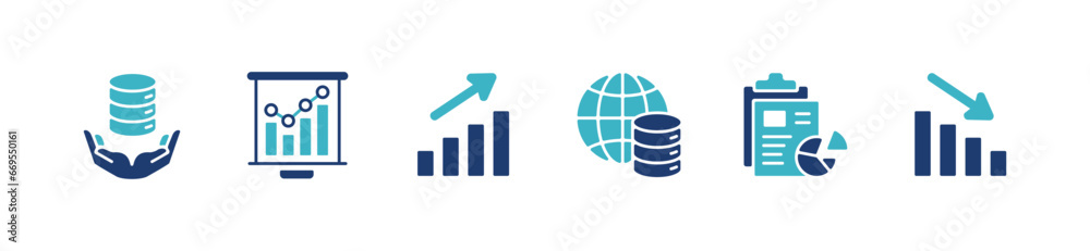 Poster collection of data analysis chart graph icon set business diagram marketing monitoring management report infographic vector illustration