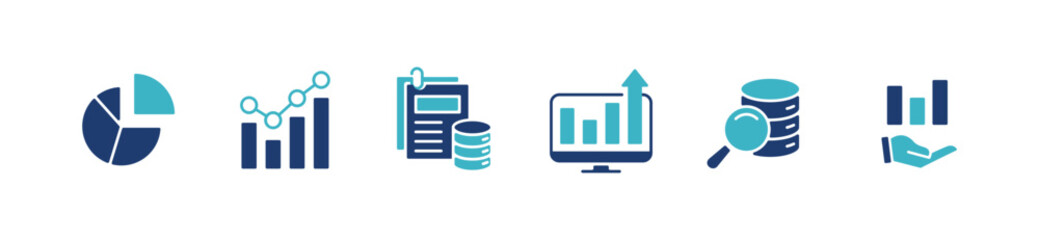set of data diagram chart analysis business statistic report icon vector financial monitoring growth symbol illustration