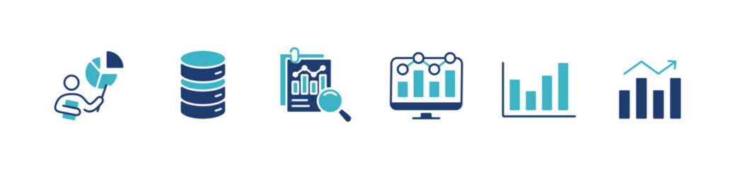 data statistic analysis chart icon set business diagram presentation graph vector symbol illustration 