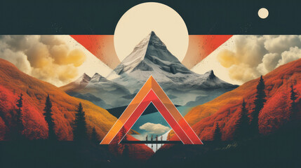 Hiking mountain colorful abstract geometric background