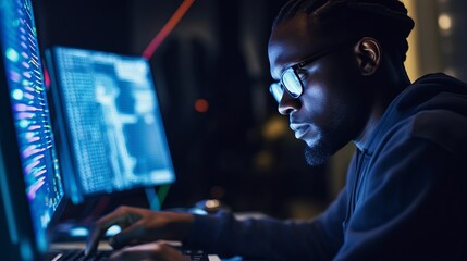 Black Software Developer Writing Code in the Tech Industry