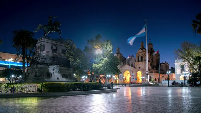 Night Time lapse of the cordoba cathedral from the plaza san martin