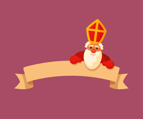 Saint Nicholas with blank ribbon.