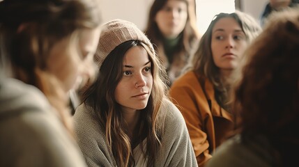Obraz premium Support Group Participants Sharing Experiences and Offering Comfort