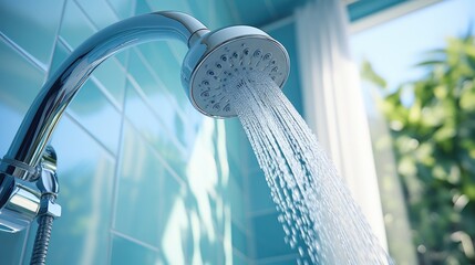 Close-up shower with running water