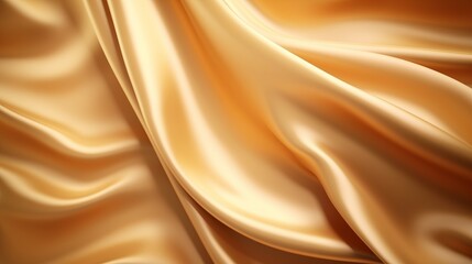Fototapeta premium Glossy gold liquid wave fabric background with soft drapes Luxury golden fabric. AI generated