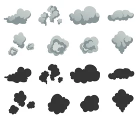 Fotobehang Smoke cloud cartoon dust fog steam isolated set. Vector graphic design element illustration   © PrettyVectors