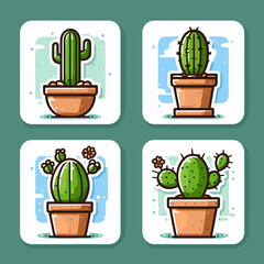 vector cute cactus collection