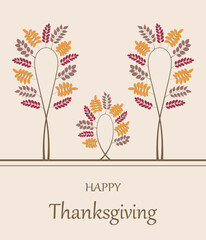 Autumn thanksgiving card with bright trees, autumn design.