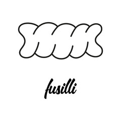 fusilli pasta illustration isolated on white, vector sketch, traditional Italian food