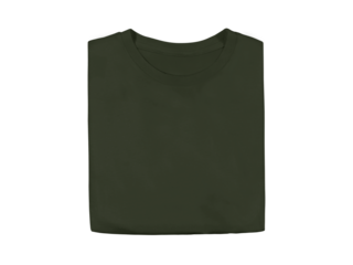 Isolated Military green colour blank fashion folded tee front mockup template