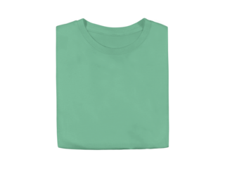 Isolated mint green colour blank fashion folded tee front mockup template