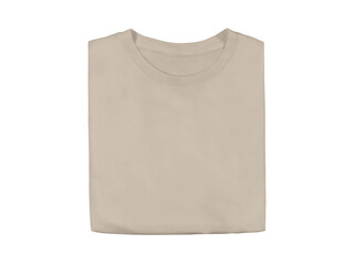 Isolated natural beige colour blank fashion folded tee front mockup template