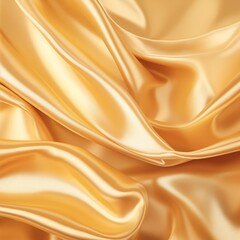 Fototapeta premium Glossy gold liquid wave fabric background with soft drapes Luxury golden fabric. AI generated
