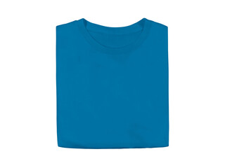 Isolated Sapphire blue colour blank fashion folded tee front mockup template