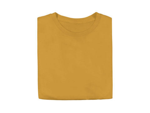 Isolated yellow haze colour blank fashion folded tee front mockup template