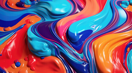 Background with liquid colored swirls and dye blends that flows from top to bottom. Fluid art acrylic texture with colorful waves, mixing paint effect.