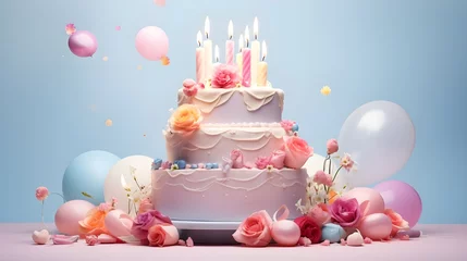 Fotobehang birthday cake with candles © Asma